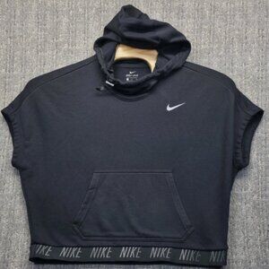 Nike Dri Fit Sleeveless Pullover Hoodie Sweatshirt Black Womens Medium